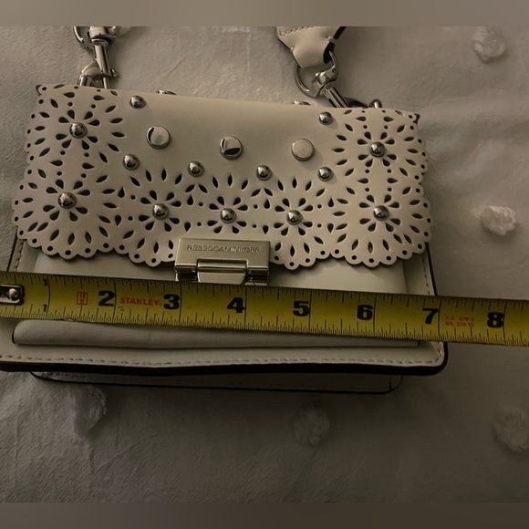 Rebecca Minkoff Laser cut Leather Crossbody Shoulder Bag Cream - Picture 11 of 11
